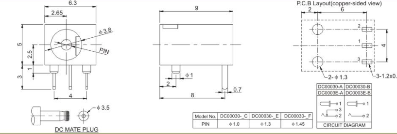 Laptop DC Power Soldering Jacks Sockets DC00030