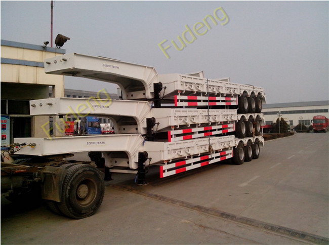 Gooseneck Lowboy 13 Meters 3 Axles 60Ton Mechanical Ladder Low Loader Semi Trailer For Sale