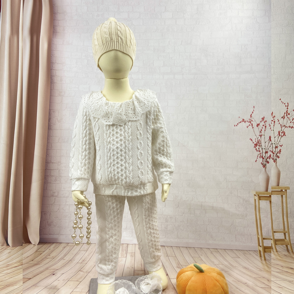 Autumn Children Clothing Sets Casual Long Sleeve Long Pants Suit Ruffle Neck Kids Clothing Sets for Girls 3 to 7 Years