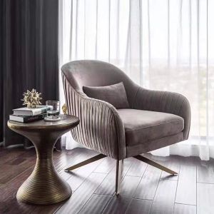 Velvet Swivel Stylish Fabric Armchair 360 Degree Luxurious Cozy Touch