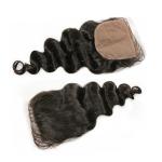 Loose Wave Human Hair Silk Closure Soft Smooth Natural Head Skin Color