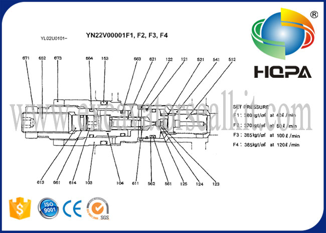 YN22V00001F1 Main Relief Valve for Excavator Kobelco SK200-1