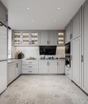 Hotel Modern Kitchen Cabinet with Stainless Steel Door Material and Lacquer
