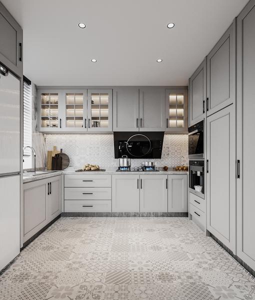 Hotel Modern Kitchen Cabinet with Stainless Steel Door Material and Lacquer