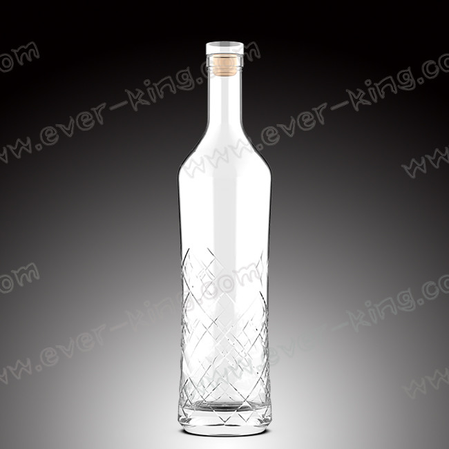 ISO9001 Wooden Cork 1000 ML Rum Glass Bottle