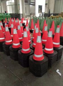 China PE road traffic cone with rubber base, spring rubber cone 　The best choice red Rubber traffic cone road cone safety cone factory