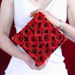 China Long Lasting Preserved Roses Gift Eternal Rose In Square Flower Box That Last A Year factory