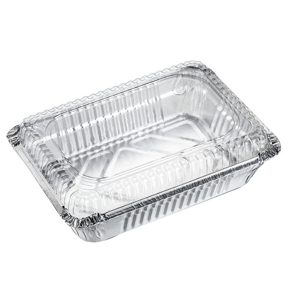 2.25 Lb Aluminum Foil Food Container Rectangular Foil Tray With Clear Dome Lid