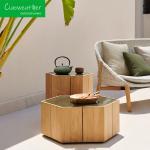 Modern Outdoor Furniture Teakwood Garden Sofa with Waterproof Cushion and Rattan