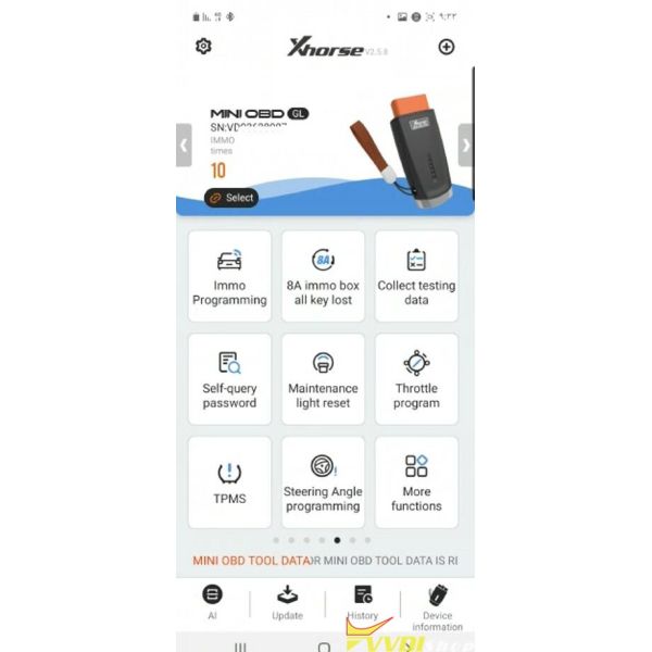 Toyota 8A Adapter Kit Menu 1