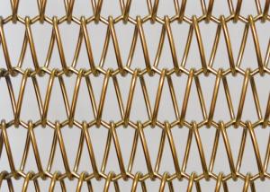 China 1.5m Gold Metal Mesh Conveyor Belt Anticorrosion For Exhibition Halls factory