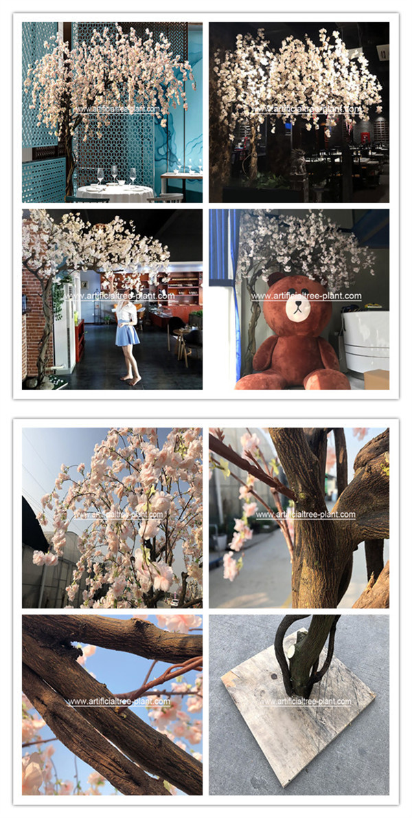 White Flower Artificial Weeping Cherry Blossom Tree Outdoor Party Decoration