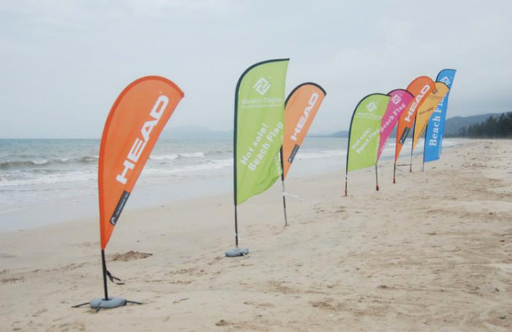 Fiberglass Poles Stainless Steel Base Flying Banner Teardrop/feather/square Beach Flag With Water Bag Cross Base Spike B