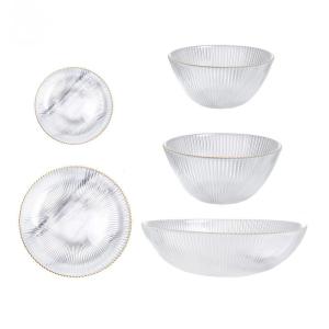 China Household Transparent Vertical Stripe Glass Salad Bowls factory