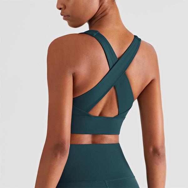 Gathered Full Coverage Ladies Sports Bra Tops Wirefree Cross Back Yoga Bra