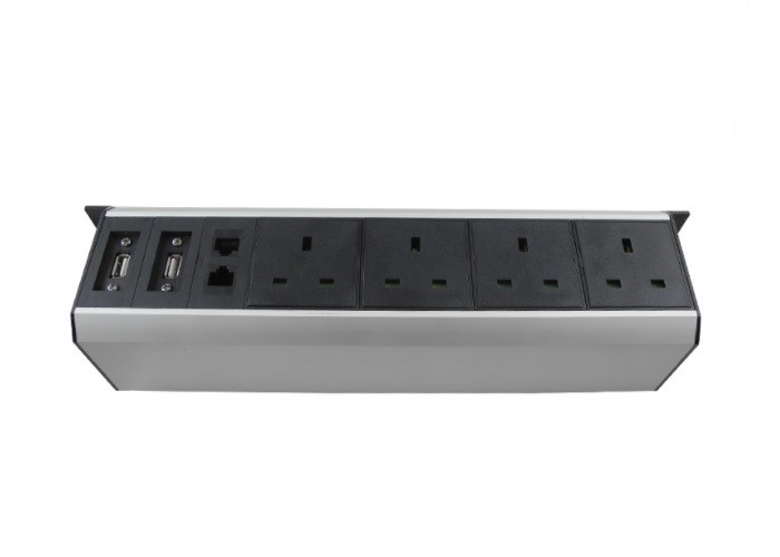 ROHS Under Desk Power Strip Outlet , UK Under Desk Mounted Power Sockets With USB Charging