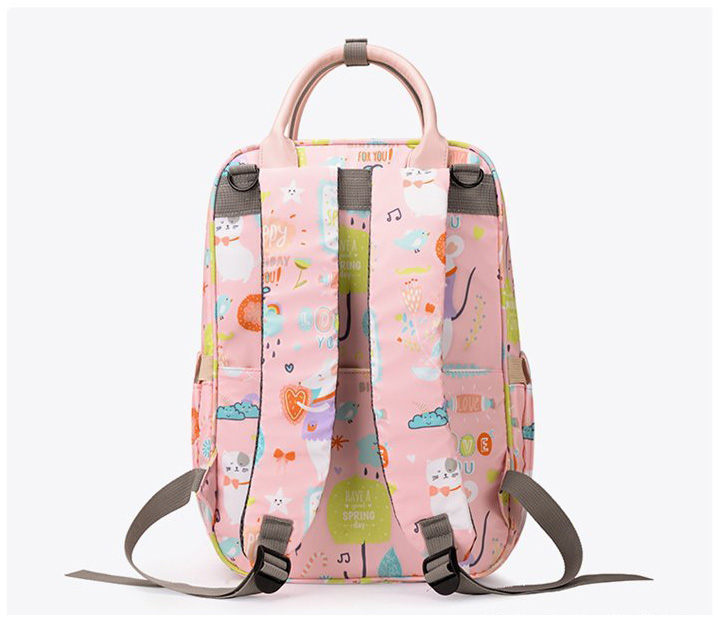 Animal Prints Polyester Rucksack Changing Travel Diaper Bags 27*15*42cm