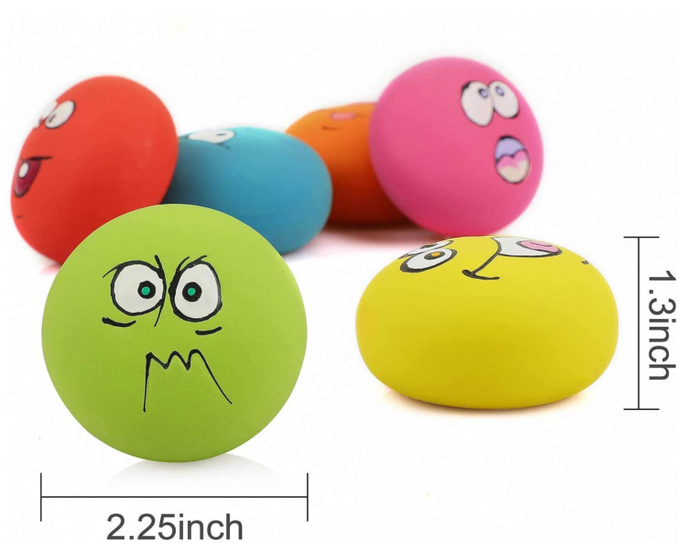 6pcs Smile Face Soft Latex Squeaky Dog Balls For Puppy Small Medium Pet Dogs