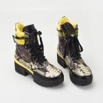 Animal Print OEM Ladies Flat Boots Flat Platform Leather Ankle Boots