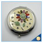 Shinny Gifts Wholesale Colorful Rhinestones Flower Design Small Round Mirror