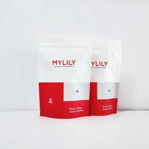 China Red And White Kraft Stand Up Pouches With Zipper For Powder With Window on sale
