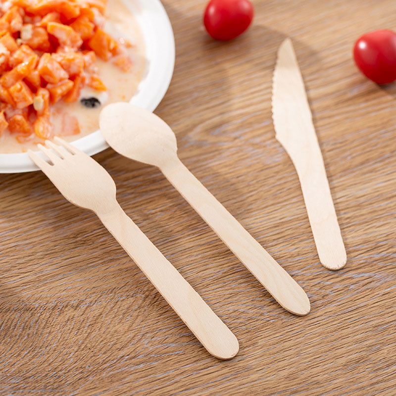 Paper Wraped Premium Disposable Wooden Cutlery Set With Customized Logo