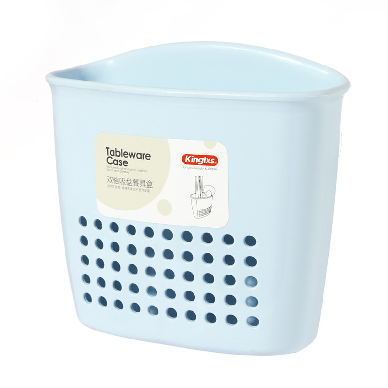 Irregular Double Lattice Cutlery Storage Box with Match Suction Cup