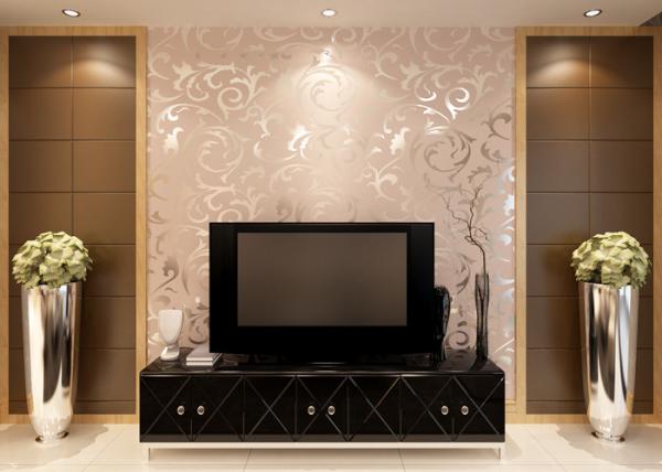 Golden Interior Wallpaper New Fashion Plant Fiber Particle CE / ISO Certificatio