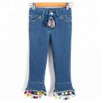 Light Blue Kids Denim Clothes Adjustable Waist Bell Bottom Pants For Little