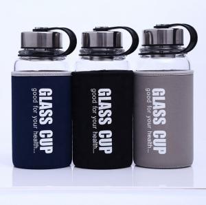 China 850ml/1000ml Big Size Sports Glass Bottles Durable High Borosilicate Unbreakable Glass Water Bottle 1 Liter With Nylon Sleeve Against Leaks And Spills factory