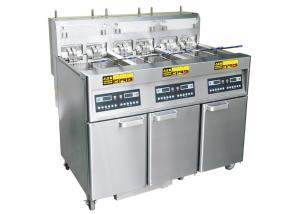 China 84 Liters Commercial Electric Deep Fryer 3 Oil Tank Built - in Oil Filtration System factory