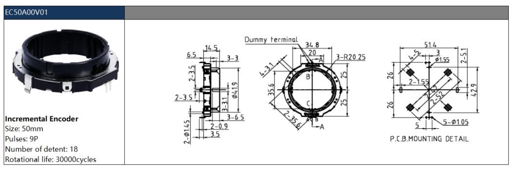 50mm Incremental Rotary Encoder for Small Appliance Control