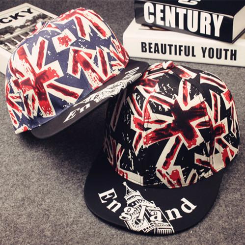 Blank England Flag Snapback Baseball Caps Printed Label / Plastic Closure