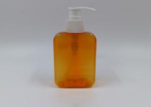 China Orange Clear Flat Plastic Cosmetic Bottles Hand Wash Body Cream PET Container 180ml factory
