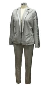 China Sequins Decorated Womens Casual Suits , French Terry Ladies Two Piece Suits factory