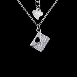 China Cute Heart Shape Asian Style Necklace In Zirconia Envelope Letter Design factory