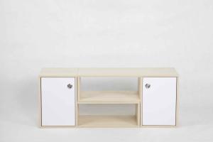 China White Oak L Shape Modern Wood Furniture Cabinet Set With Drawer And 2 Shelves factory