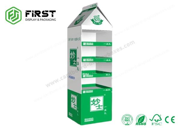 Supermarket Paper Cardboard Floor Display Stand Waterproof Glossy / Matt