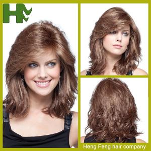 China Heat Resistant Long Synthetic Wigs / Women Natural Curly Wig For Women factory