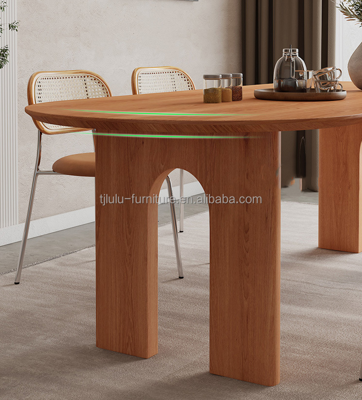 Modern Nordic Home Furniture Solid Wood Rectangular Dining Table with Walnut