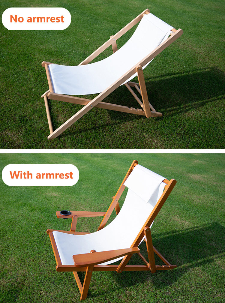 Solid Wood Folding Lounge Chair for Outdoor Garden Beach and Camping Foldable Design