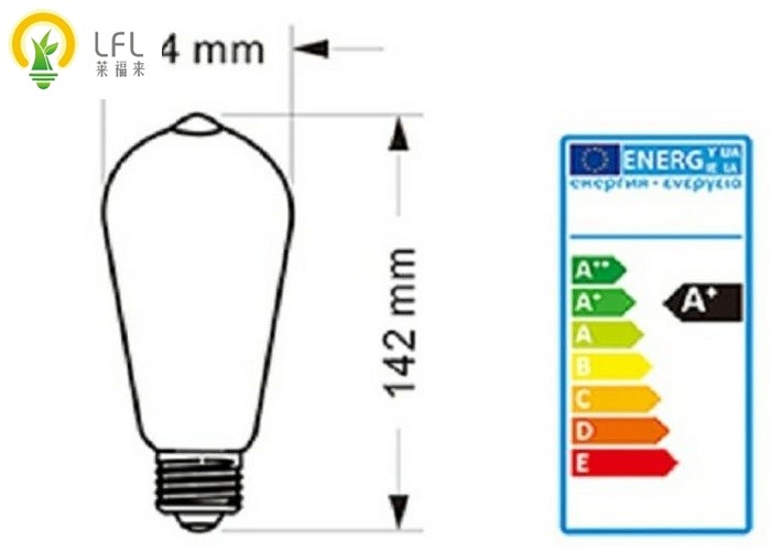 D35*108mm Nostalgic Decorative LED Bulbs With E14 / E12 Lamp Base 2W 250LM