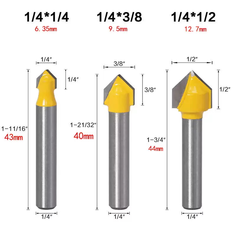 Carbide 90 Degree Woodworking Router Bit V Groove Router Wood Cutter 55HRC