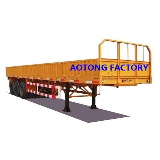 3 * 13ton Capacity Side Wall Flatbed Truck Semi Trailer 40T 3 Axles Cargo