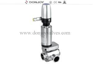 China DONJOY Sanitary 3 Way L Type Butterfly Valves With ILTOP21A31 factory