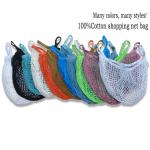 Organic Cotton Big Net Bag Womens Shopping Mesh Bags With Custom Logo Pocket