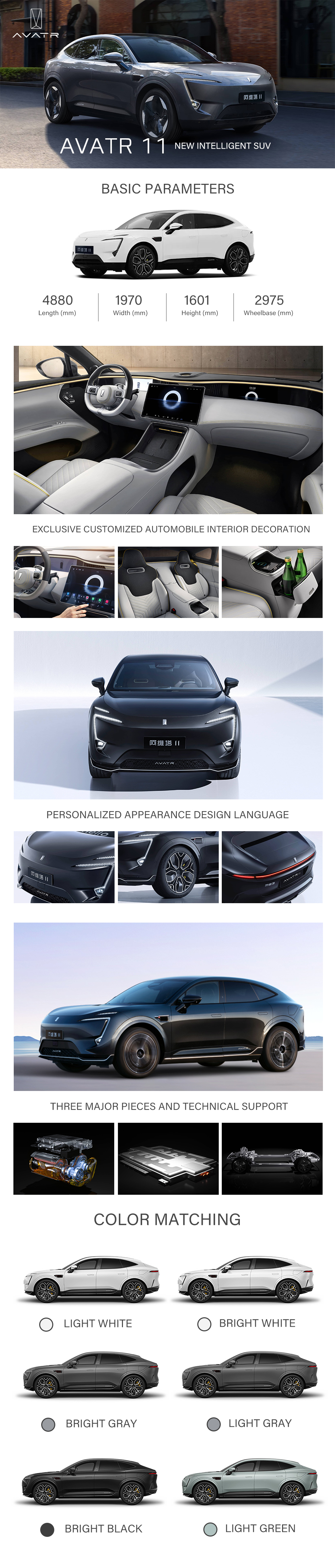 Affordable Electric Power Luxury Mini Car for Adults Low Speed Avatr11 Energy Vehicle Used 4-Wheeler Maximum Power 313Ps