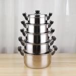 High Quality 5pcs Non Stick Stock Pot Stainless Steel 410 Cookware Cooking Set