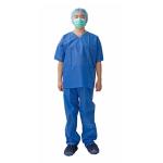 Hospital Round Neck Blue Unisex Uniform Scrub Suit Set Disposable Scrub Suit