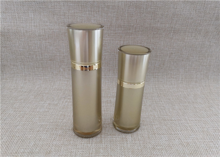 Light Gold Acrylic Cosmetic Bottle , Round Waist Fancy Lotion Bottles